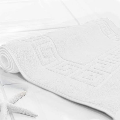 DAN RIVER Greek Cotton Bath Mats Set of 2 – Not a Bathroom Rug, Ultra Soft, Highly Absorbent & Machine Washable Bath Mat Towel for Bathroom Floor Mat – Durable, Quick-Dry, 21x34 Inches, White