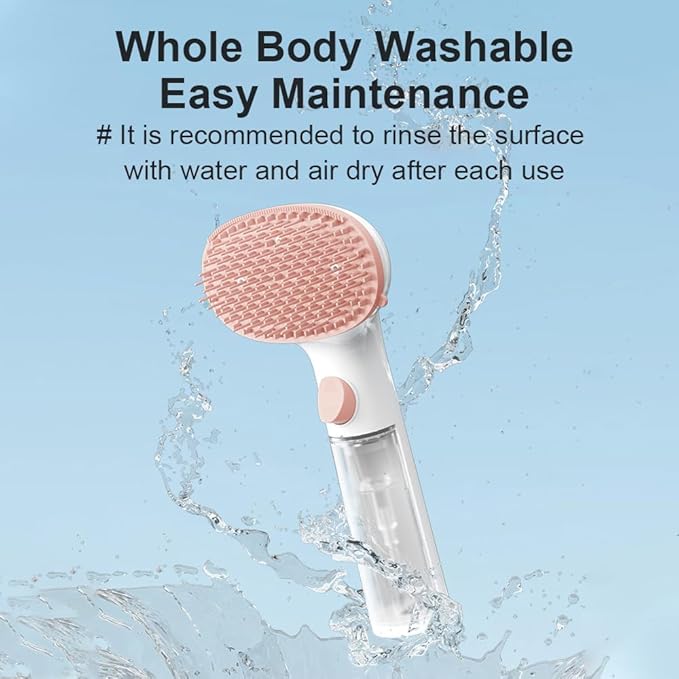 Dog Bath Brush, Scrubber Soft Silicone Head Pet Bathing Massage Brush Long Handle Shampoo Cleaning Brush for Short Long Hair Dogs Cats White Pink Optional (Grey)