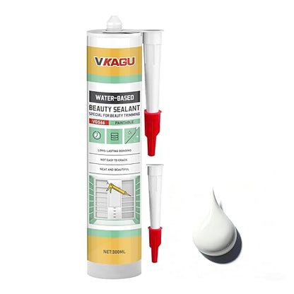 VGS66 Beauty Silicone Sealant for Trim & Baseboards - Flexible Interior Gap Filler for Crown Molding, Door Frames & Woodwork - Easy Water Clean-Up, Paint-Ready in 30 Mins, White
