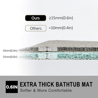 Nonslip Bathtub Mat, Anti Slip Bath Mat 0.6" Extra Thick, Quick Dry Bath Tub Anti Slip Shower Mat, Loofah Non-Slip Bath Mat for Tub Bathroom Pool Kitchen Entryway Home Hotel(Blue 16x24)