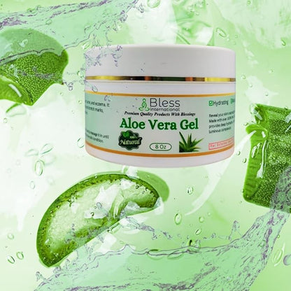 Bless International-Organic-Aloe-Vera-Gel 96%-Pure-Freshly-Made-Within-12-Hours-Of-Harvest Perfect-For-Face-Body-Scalp-&-Hair-Hydration Soothing-Moisturizer-For-Sunburn-And-After-Sun-Care-8-oz