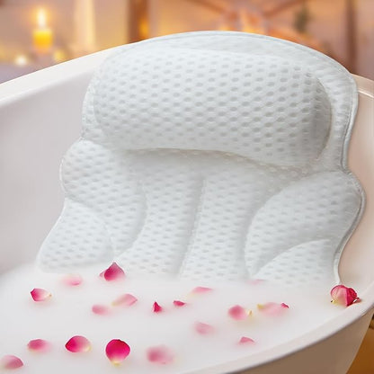 Bath Pillows for Tub – Bathtub Pillow with Head, Neck & Shoulder Support, Non-Slip Tub Pillow for Bathtub & Jacuzzi, Breathable Bath Tub Pillow with Wash Bag, Bath Accessories Gift for Women & Men
