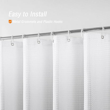 Gibelle Black Shower Curtain, Waffle Weave Ombre Fabric Shower Curtain for Bathroom, Black and White Gradual Color Washable Cloth Bathroom Curtains Shower Set with Hooks, 72 x 72