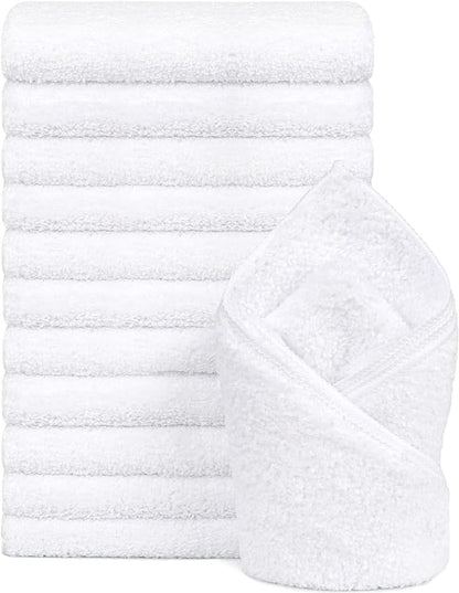 Orighty 12-Pack White Hand Towels - Quick Drying & Absorbent Microfiber Gym Towels 16x28 inches - Lightweight & Thin White Yoga Towels - Multi-Purpose Camping Towels for SPA, Hotel & Bathroom