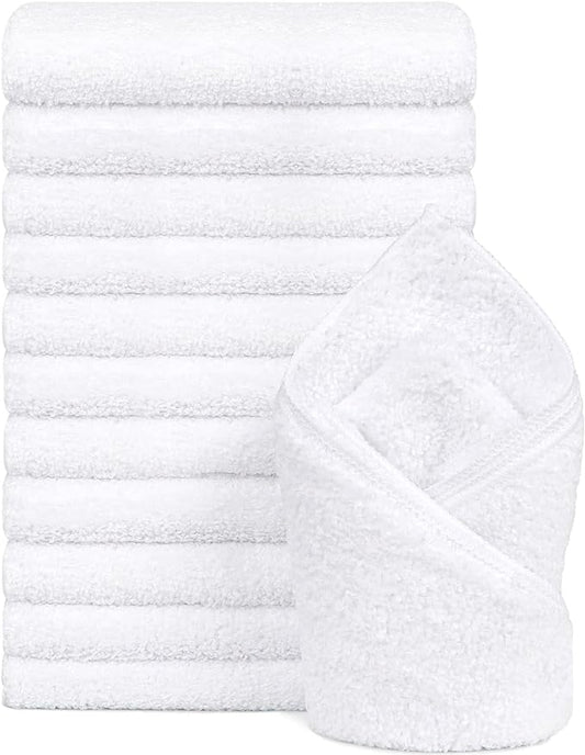 Orighty 12-Pack White Hand Towels - Quick Drying & Absorbent Microfiber Gym Towels 16x28 inches - Lightweight & Thin White Yoga Towels - Multi-Purpose Camping Towels for SPA, Hotel & Bathroom