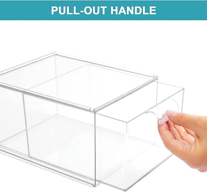 Clear Stackable Storage Drawers,2 Pack Acrylic Drawers Desk Organizers Makeup Organizer for Vanity, Bathroom,Cabinet,Desk Organization