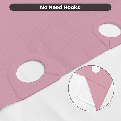 Inhousolu No Hook Waffle Weave Shower Curtain with Removable Snap in Fabric Liner Set for Bathroom, 230 GSM Heavy Duty Weighted Hem, Water Repellent Washable Bath Curtains, 72 x 72 Inch, Pink