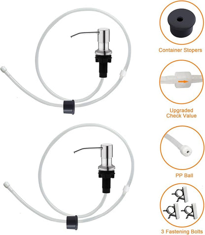 Sink Soap Dispenser, Kichen SoapDispenser, 47" Extension Tube kit, Under Sink Soap Dispenser Pump, No Need More Refills （Brushed Nickel）