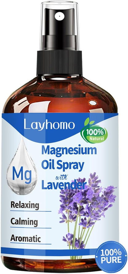 Magnesium Oil for Feet,Pure Magnesium Spray for Sleep,Liquid Topical Athletes Foot Spray Soothing Sore Muscles,Relaxing Leg Cramps Pain Ultra Concentration with Lavender Oil - 200ML