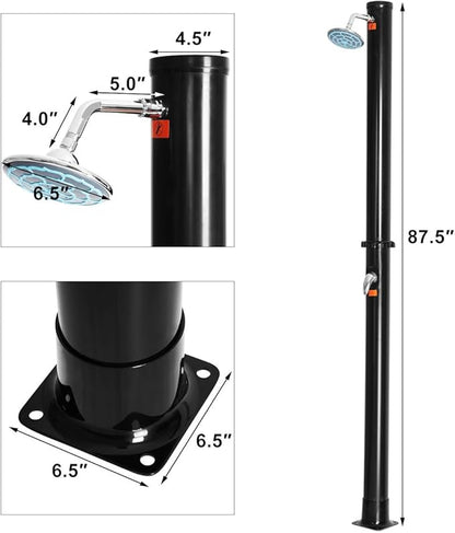Giantex 7.2Ft 2-Section Solar Heated Shower with Shower Head Outdoor Backyard Poolside Beach Pool Spa for Easy Installation, Black (5.5 Gallon)