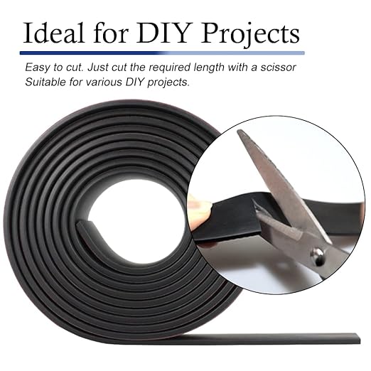 Neoprene Rubber Strips Self Adhesive Solid Rubber Sheets, Rolls & Strips for DIY Gaskets Crafts Pads Seals Warehouse Flooring Neoprene Sheet with Adhesive Backing (1" Wide x 1/8" Thick x 10' Long)