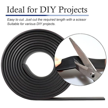 Neoprene Rubber Strips Self Adhesive Solid Rubber Sheets, Rolls & Strips for DIY Gaskets Crafts Pads Seals Warehouse Flooring Neoprene Sheet with Adhesive Backing (1" Wide x 1/8" Thick x 10' Long)