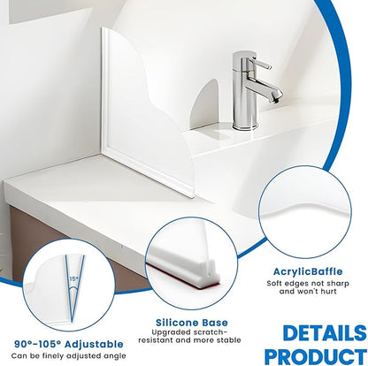 Shower Splash Guard Kit,Large Size Bath tub Corner Splash Guards Keep Water in Shower Bathroom Accessories with Self-Adhesive Suitable for Showers, Bath tubs, Kitchen Sinks (9.25"x9.25")