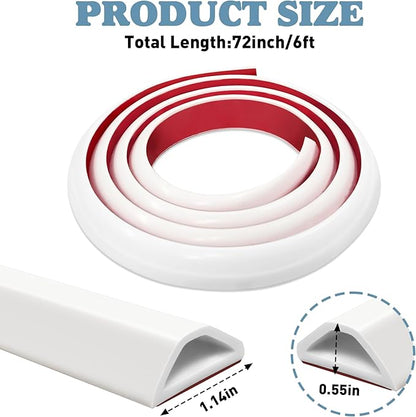72inch Shower Threshold Water Dam White Self-Adhesive Water Barrier Collapsible Shower Guard Waterproof Flexible Silicone Bathroom Seal Strip for Bathtub,Tile, Floor, Wheelchair Access