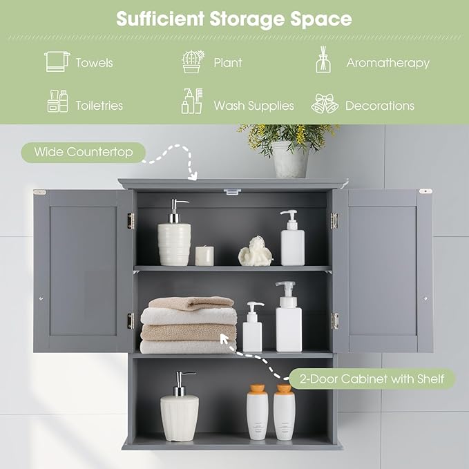 Safeplus 28" H x 23.5" W Wall Mount Medicine Cabinets with Adjustable Shelf and 2-Door for Bathroom Laundry Living Room