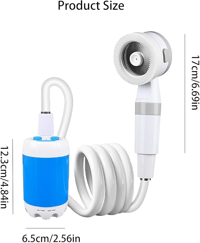 Portable Camping Shower Pump -Rechargeable Outdoor Shower Head Sprayer, Perfect for Camping, Hiking, Travel, Car Washing & Pet Cleaning