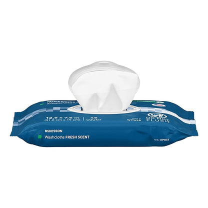 McKesson Washcloth Wipes for Adults, Scented (12 Pack, 576 Washcloths) Disposable Wash Cloths for Body - No-Rinse Formula with Snap Lid - Good for Incontinence and Elderly - 48 Wipes Per Pack