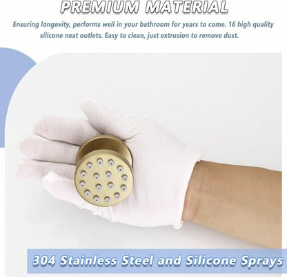 Brushed Gold Round Shower Faucet Set with Body Jets 12 Inch Shower Head Handheld Shower Combo Set High Pressure Ceiling Mount with Rough-in Valve