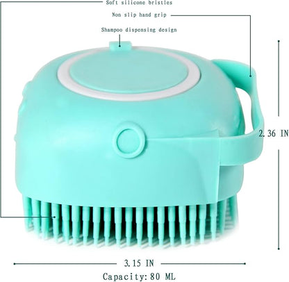Pet Bath Brush Dog Baths Brush Shampoo Dispenser Soft Silicone Dog Bathing Brushes Dogs Shampoo Brushes scrubbers for Cats and Dogs Shower Brush Grooming (Blue)