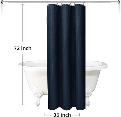 LaCyan 3 in 1 Waterproof Waffle Weave Shower Curtain and Clear Liner Set with 6 Stainless Steel Hooks Double Sided for Bathroom 72 Inches Heavy Duty Polyester Fabric Shower Curtains 36x72