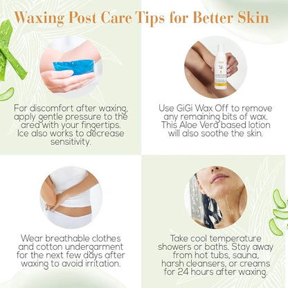 GiGi Wax Off Hair Wax Remover Gel Post Waxing Care with Aloe Vera - Skin Soothing Hair Removal After Wax Care, 8 oz