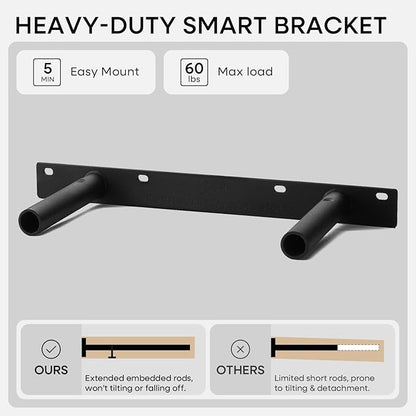 Homeforia 16 inch Golden Oak Floating Shelf, High End Solid Real Wood 16inch Small Floating Shelves for Wall Mounted, Oak Wooden 16in Floating Shelves, Heavy Duty Bracket, 16 X 6.5 X 1.75 in, Set of 4
