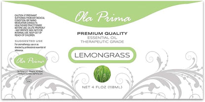 Ola Prima Lemongrass Essential Oil 4 oz Lemon Grass Essential Aromatherapy Oil for Skin, Hair and Diffuser