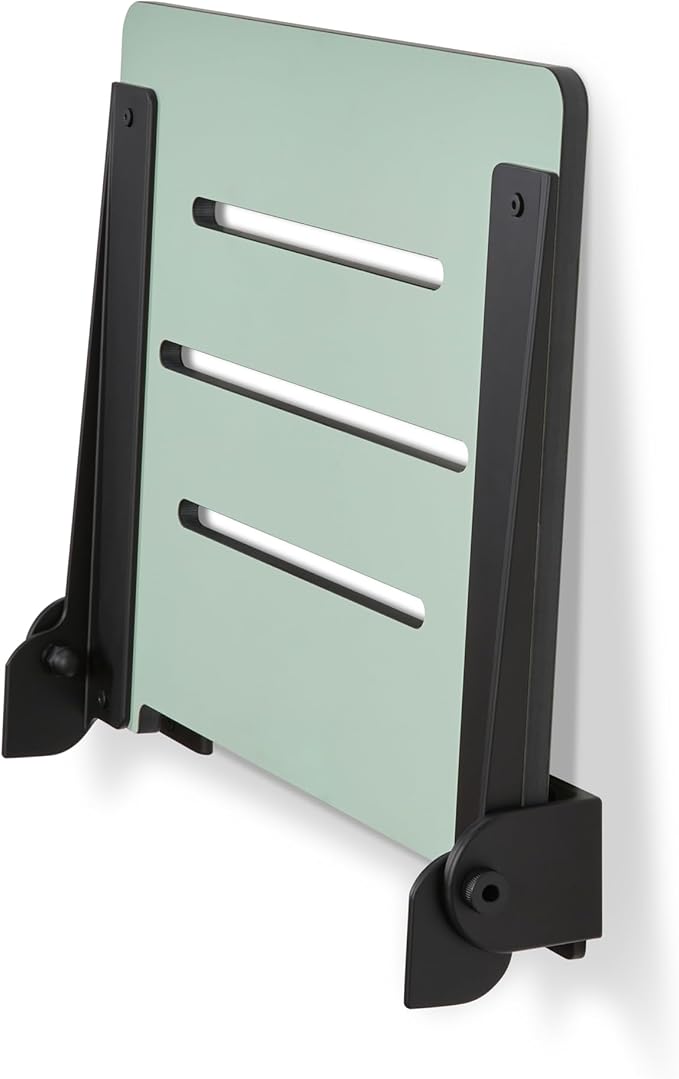 18 inch Silhouette Slimline Folding Wall Mount Shower Bench Seat, Sea Green Seat with Matte Black Frame