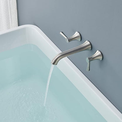 Tub Filler Wall Mount Roman Tub Faucet Brushed Nickel Brass Bathtub Faucets with 2 Handles