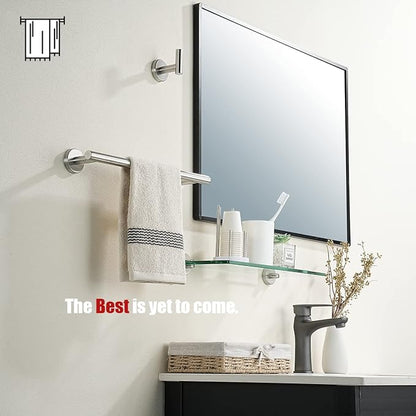 JQK Bathroom Towel Bar, 15 Inch 304 Stainless Steel Thicken 0.8mm Towel Rack, Towel Holder Brushed Finished Wall Mount, Useable Length 12 Inch, TB110L12-BN