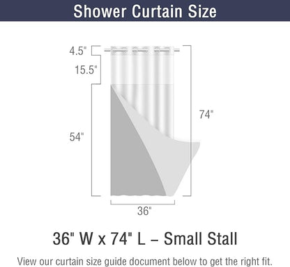 Gibelle Stall Small Shower Curtain 36x74, Waffle Weave Shower Curtain with Snap-in Fabric Liner Set, No Hooks Needed, Hotel Style with Mesh Top Window, Grey