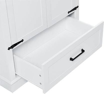 Favfurish 69" Tall Bathroom Storage Cabinet with Doors and Drawer,Modern Linen Cabinets w/Adjustable Shelf and Anti-Toppling Device,Freestanding Organizer for Bath Room,Study,Office,Kitchen White