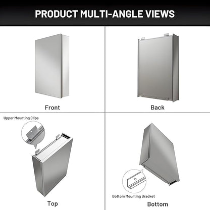 16 x 24 Medicine Cabinet Mirror for Bathroom,Assembly Required,Aluminum Alloy Frame,Recessed/Surface Mounted,Reversible L/R Door,Adjustable Shelves,Bathroom Medicine Cabinet with Mirror