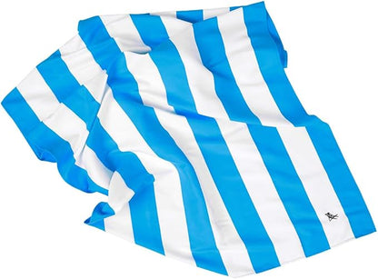 Dock & Bay Beach Towel - Quick Dry, Sand Free - Compact, Lightweight - 100% Recycled - Includes Bag - Cabana - Blue - Large (160x90cm, 63x35)