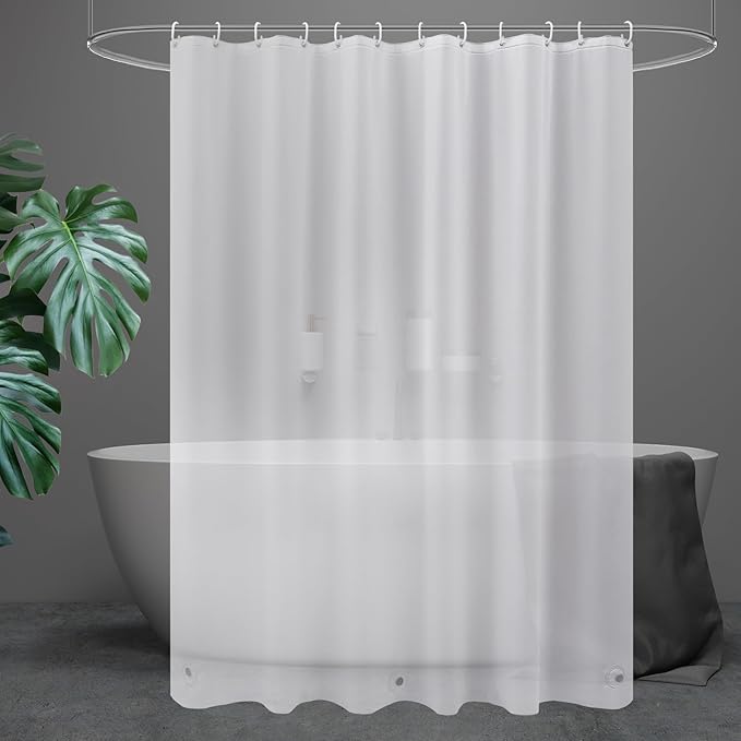 UFRIDAY Extra Long Shower Curtain Liner 72x84 inches,PEVA Frosted Plastic 84 inch Shower Liner Waterproof Opaque Shower Curtain for Bathroom with 3 Bigger Bottom Magnets with Rustproof Grommets