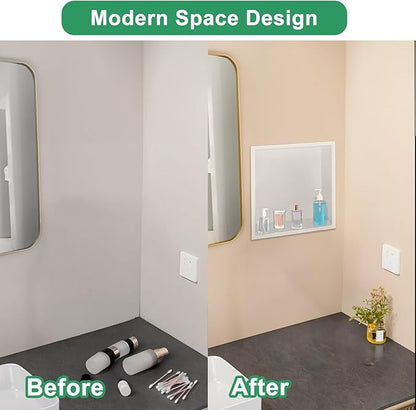 SaniteModar Shower Niche, Stainless Steel Shower Niche 12" X 12" No Tile Needed, Recessed for Bathroom Storage, Warm White (Warm White, 12x12)