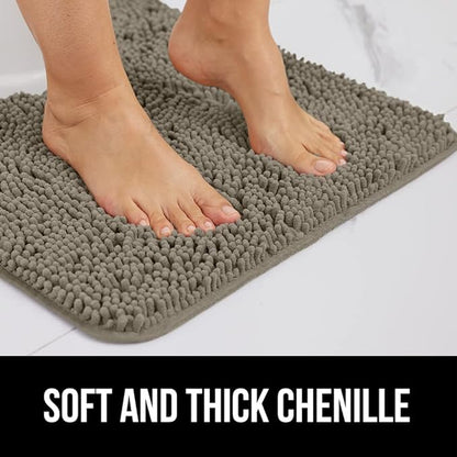 GORILLA GRIP Bath Rug Mat 30x20, Thick Soft Absorbent Chenille, Quick Dry Microfiber Mats, Rubber Backing Washable Shower Floor Rugs, Bathmat Runner, US Designed Bathroom Home Decor Accessories Latte