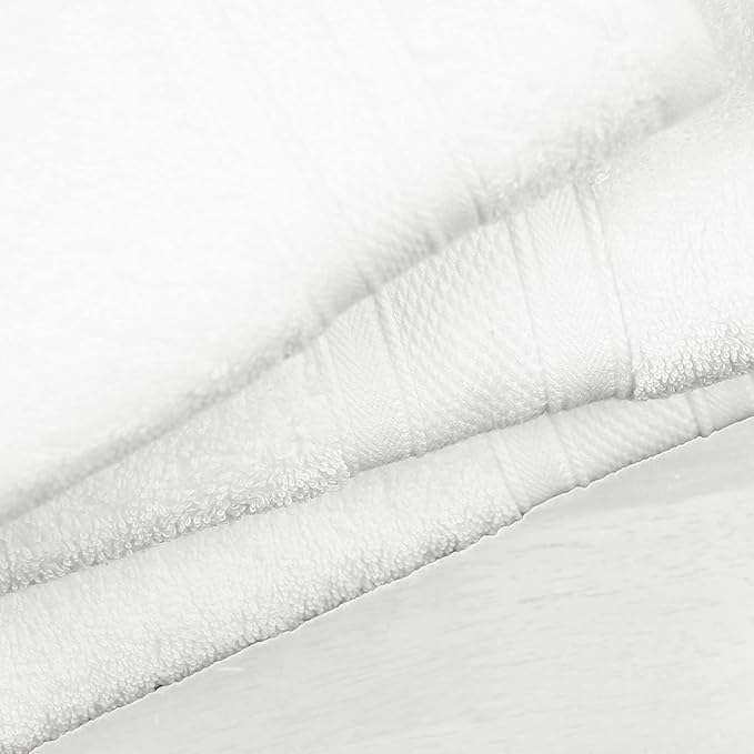 TRIDENT Soft & Plush Luxury Towel Set, 100% Cotton, 2 Bath Towels 2 Hand Towels 2 Washcloths Highly Absorbent Towels for Bathroom, 6 Pieces snowclad White Towel Sets