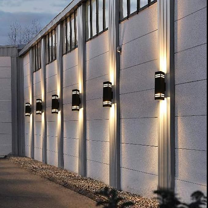 Cerdeco Aluminum Modern Outdoor Wall Light,15" Exterior Up Down Wall Sconce Light Fixture Sand Textured Black with 3-Sided Frosted Glasses [UL Listed]