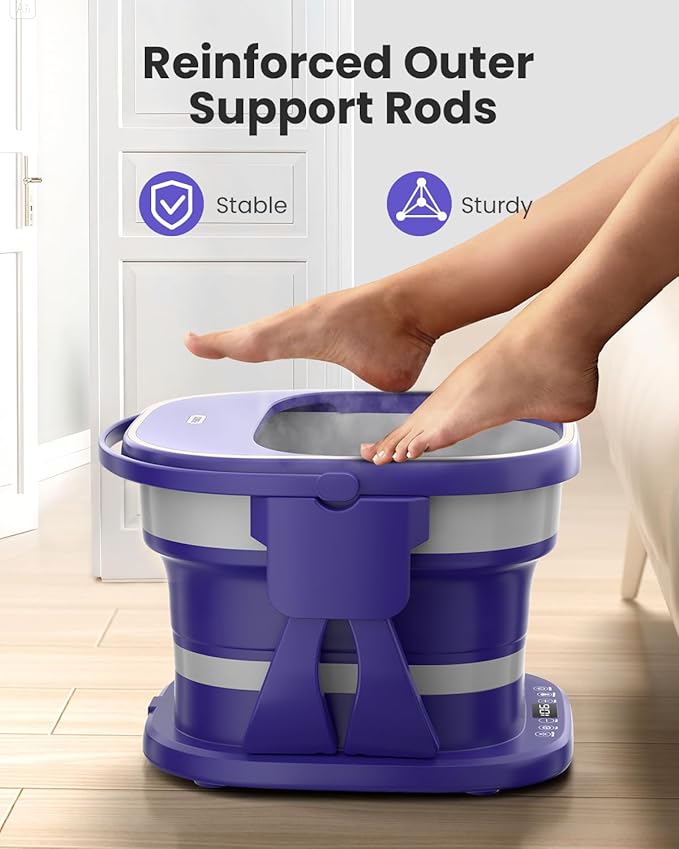 Puboo Collapsible Foot Spa Bath Massager with Heat, 95-115°F Precise Temp Control, Motorized Massage Rollers, Heated Foot Bath Soak Tub, Fits US Men’s Size 11, Gift for Christmas, New Year