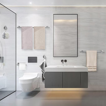 Bathroom Hardware Accessories Set Brushed Nickel Towel Bar Sets Include Double Towel Bars (23.6" and 15.35") Toilet Paper Holder Double Towel Hooks, 5 Pieces Stainless Steel Wall Mounted