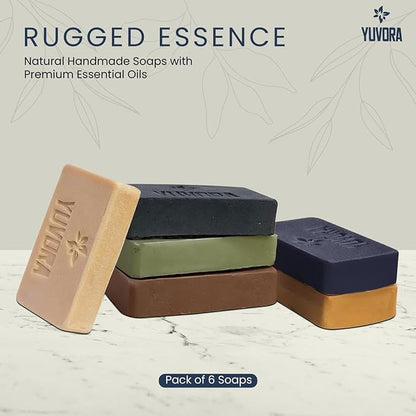 4 Pcs Men Natural Handmade Body Soaps 5 OZ Pack Set Rugged Essence Long lasting Luxurious Scents with Natural Ingredients Fragrance – Sulfate & Paraben Free, Vegan Soaps