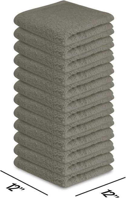 Softolle 100% Cotton Washcloths 24 Pack (12x12 Inches) Soft, Highly Absorbent Washcloth, Face Towels, Wash Cloths for Face, Ring Spun, Bulk Pack (Taupe)