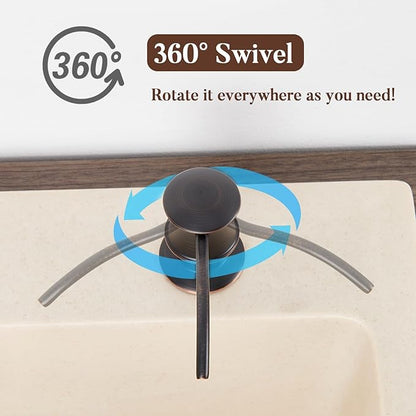 Built in Soap Dispenser for Kitchen Sink Countertop, Solid Brass Pump Head Long Spout with 10.2 Ounce PET Food Safe Material Lotion Bottle, Oil Rubber Bronze Finish