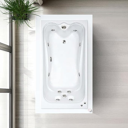 60 in. x 36 in. Elite Series Acrylic Rectangular Drop-In Whirlpool Bathtub with Reversible Drain in White