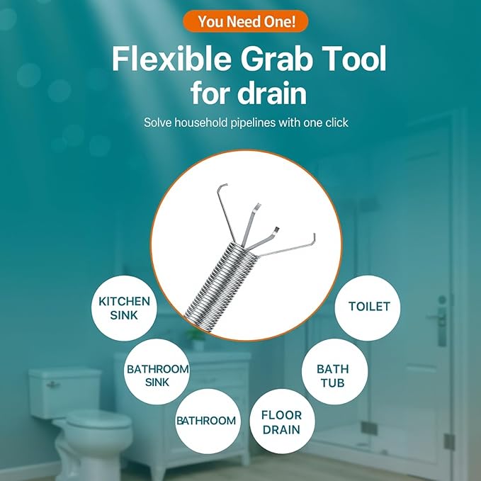 Drain Snake, Toilet Serpentine Drainage Blocker - Professional Drainage Cleaning Tool, Flexible Grab Claw Pick up, Used for Cleaning Toilets, Sinks, Showers, and Bathtubs (35 in63 in 79 in)