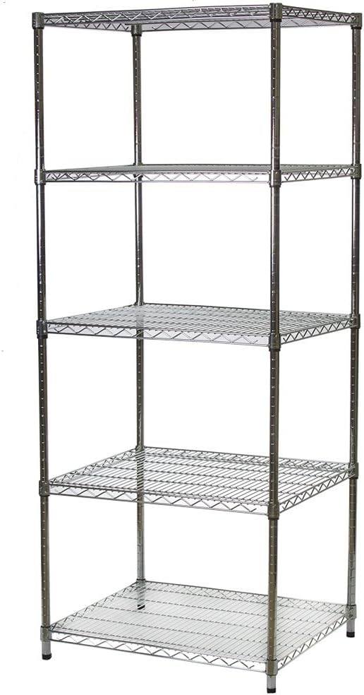 Shelving Inc. 24" d x 30" w x 96" h Chrome Wire Shelving with 5 Tier Shelves, Weight Capacity 500lbs Per Shelf