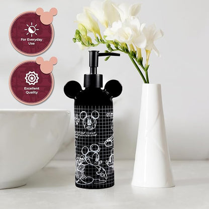 Disney Mickey Mouse Ceramic Soap Dispenser – Black Hand Soap Dispenser or Lotion Pump, Bathroom Decor and Kitchen Accessories – Officially Licensed Disney Home Decor