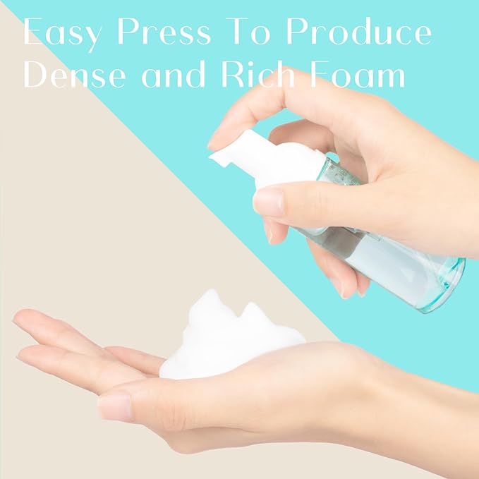 4 Pack Foam Pump Bottle Travel 2 oz/60 ml Small Size Mousse Foam Soap Dispenser Refillable Plastic Foaming Soap Dispenser Empty Travel Foaming Containers for Soap Shampoo Lash Washer