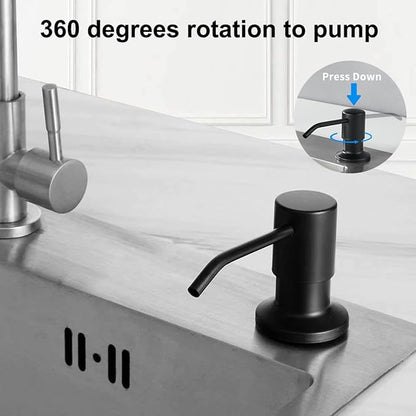 Soap Dispenser for Kitchen Sink,Stainless Steel Built in Soap Dispenser Countertop Pump Head,Dish Soap Hand Lotion Dispenser with Refillable 13.5OZ Bottle